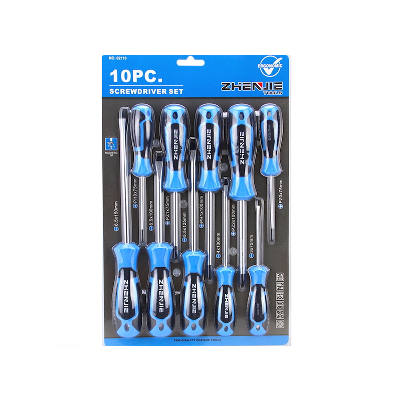 10pcs Set Pemutar Skru Phillips Pozidriv Rekaan Ergonomik Pemegang Berslot