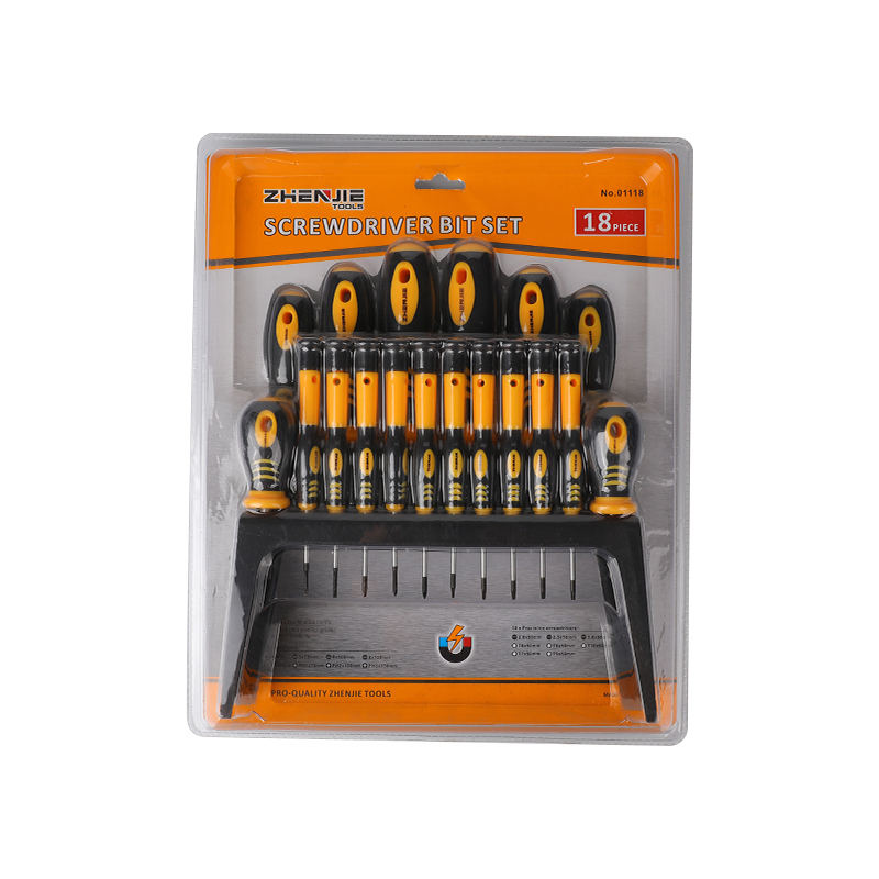 18pcs Rak Plastik & Pembungkusan Lepuh Berganda Set Pemutar Skru Phillips & Torx Berlubang