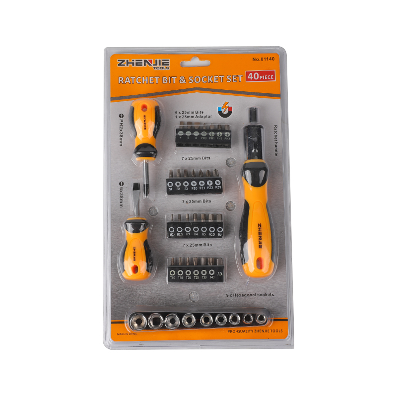 40pcs Double Blister Packaging Ratchet Bit &Set Soket