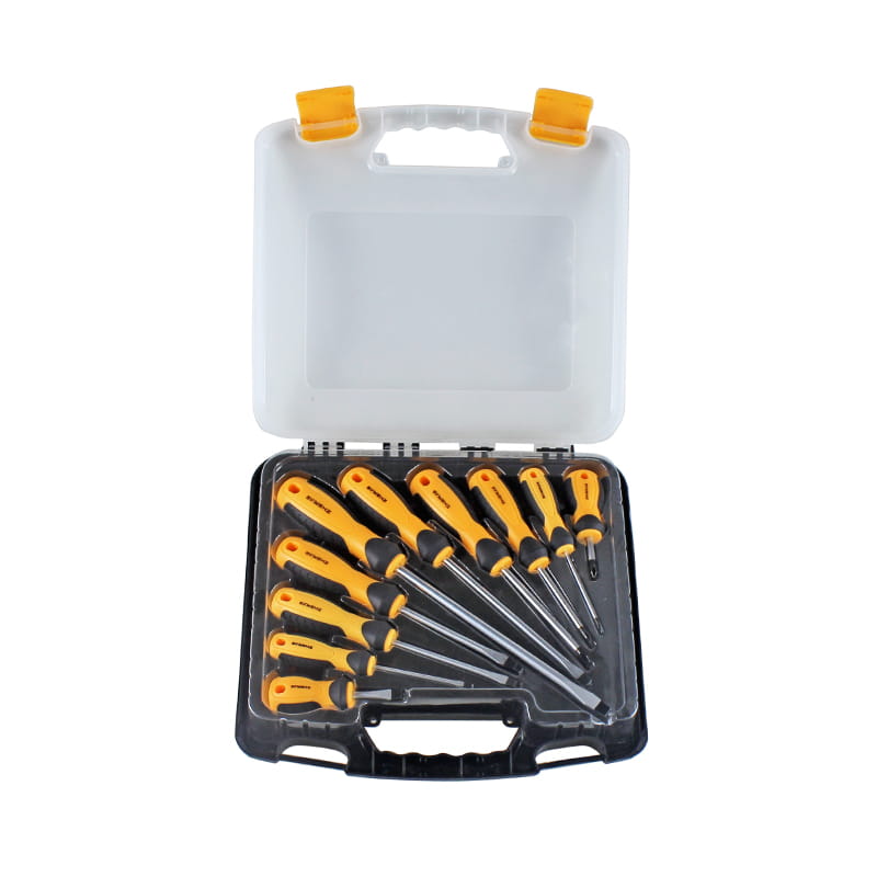 10pcs Pembungkusan Kotak Plastik Set Pemutar Skru CRV Slotted & Phillips